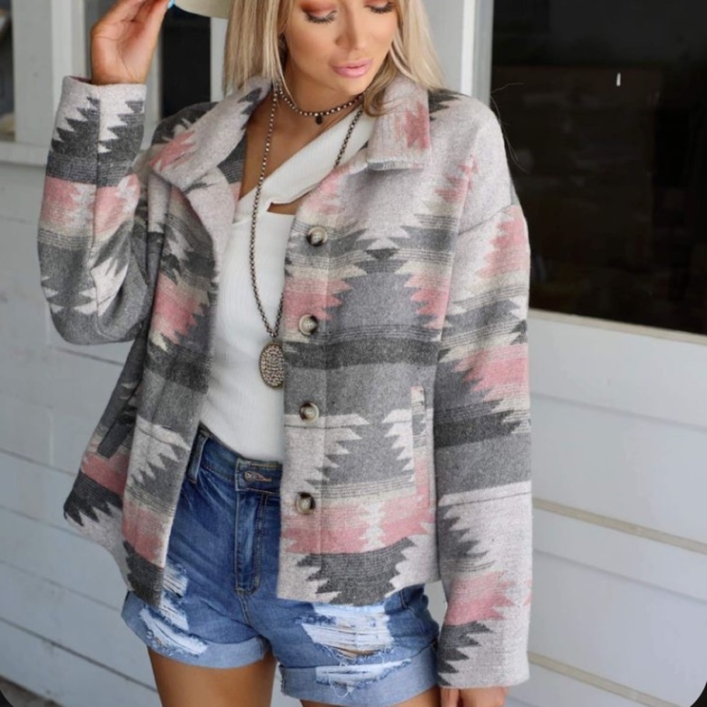 Last S New Soft Bohemian Comfy Aztec Southwest Pattern lightweight Jacket - Picture 9 of 10